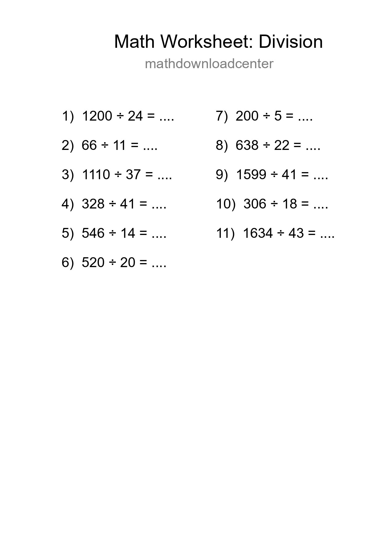 Free 11 Division Math Worksheet For Grade 2 - Part 81