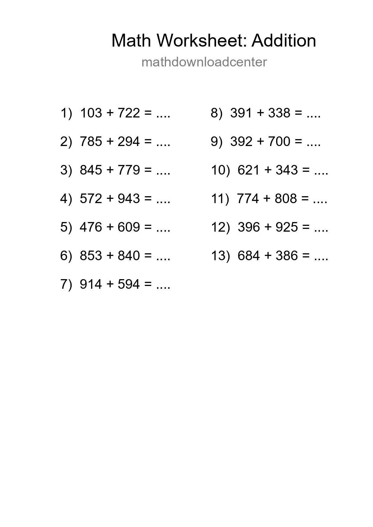 Free 13 Addition Math Worksheet For Grade 5 With Answers - Part 78