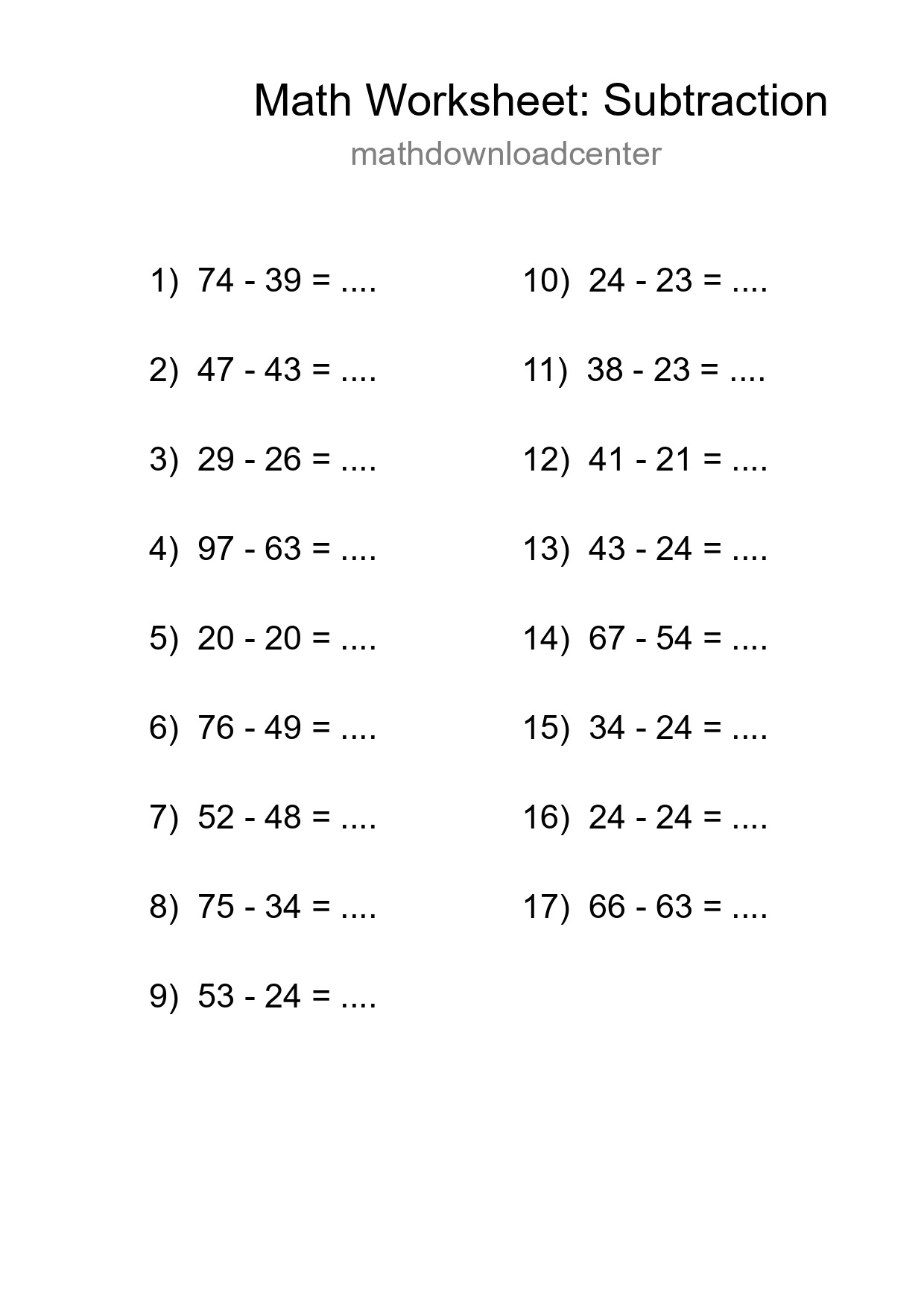 Free 17 Subtraction Math Worksheet For Grade 3 - Part 140
