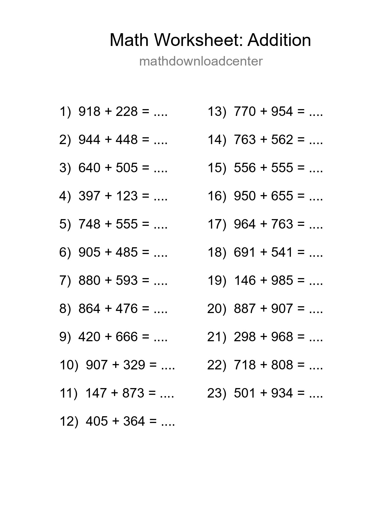 Free 23 Addition Math Worksheet For Grade 5 - Part 56