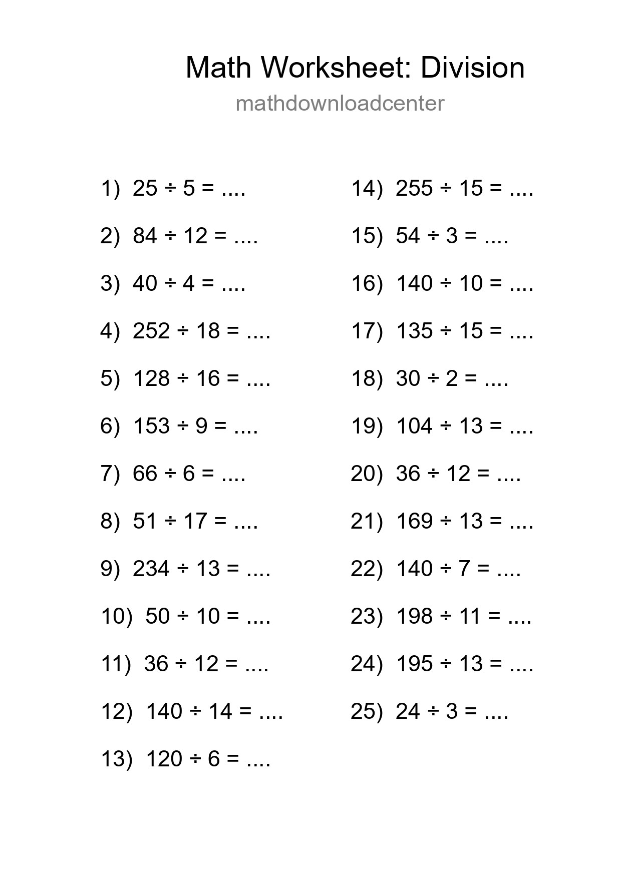 Free 25 Division Math Worksheet For Grade 2 - Part 158