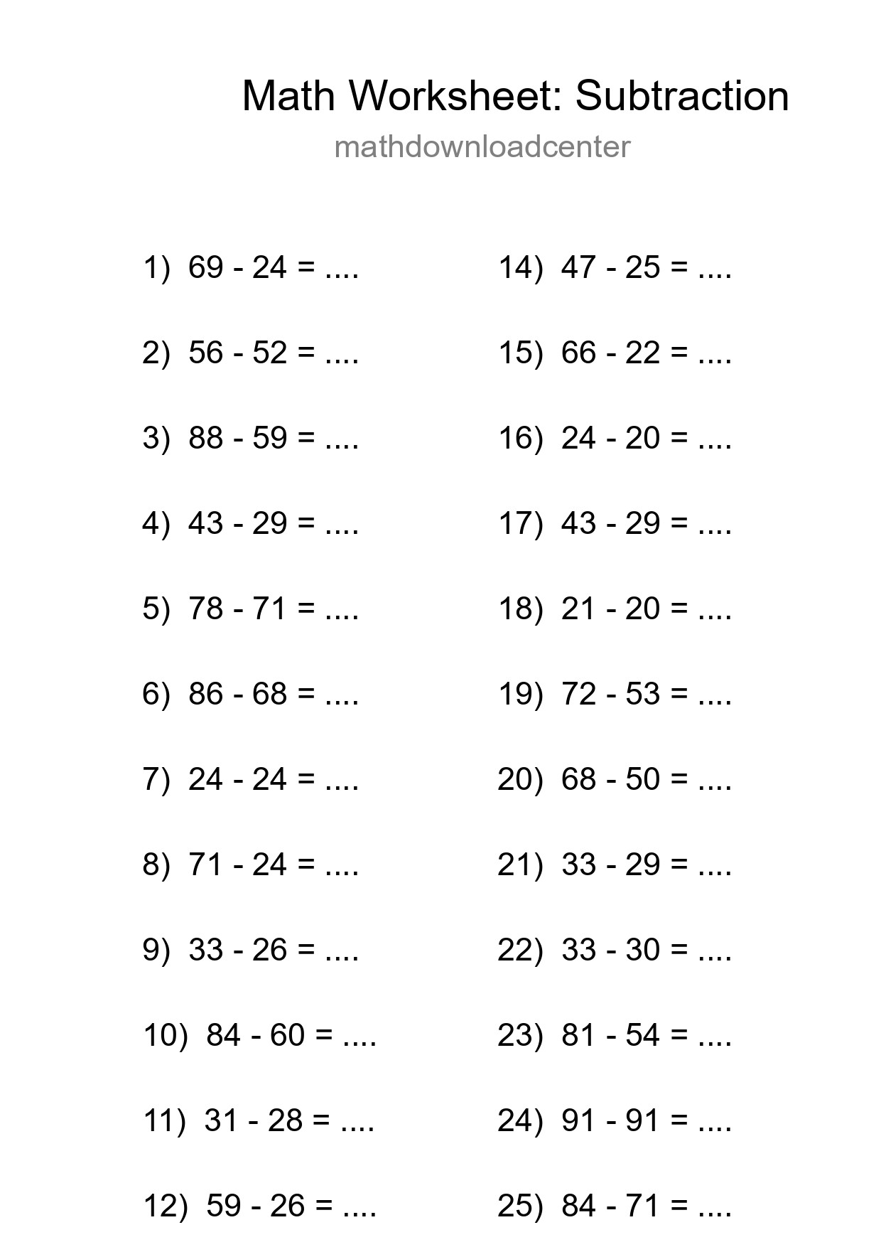 Free 26 Subtraction Math Worksheet For Grade 3 - Part 195
