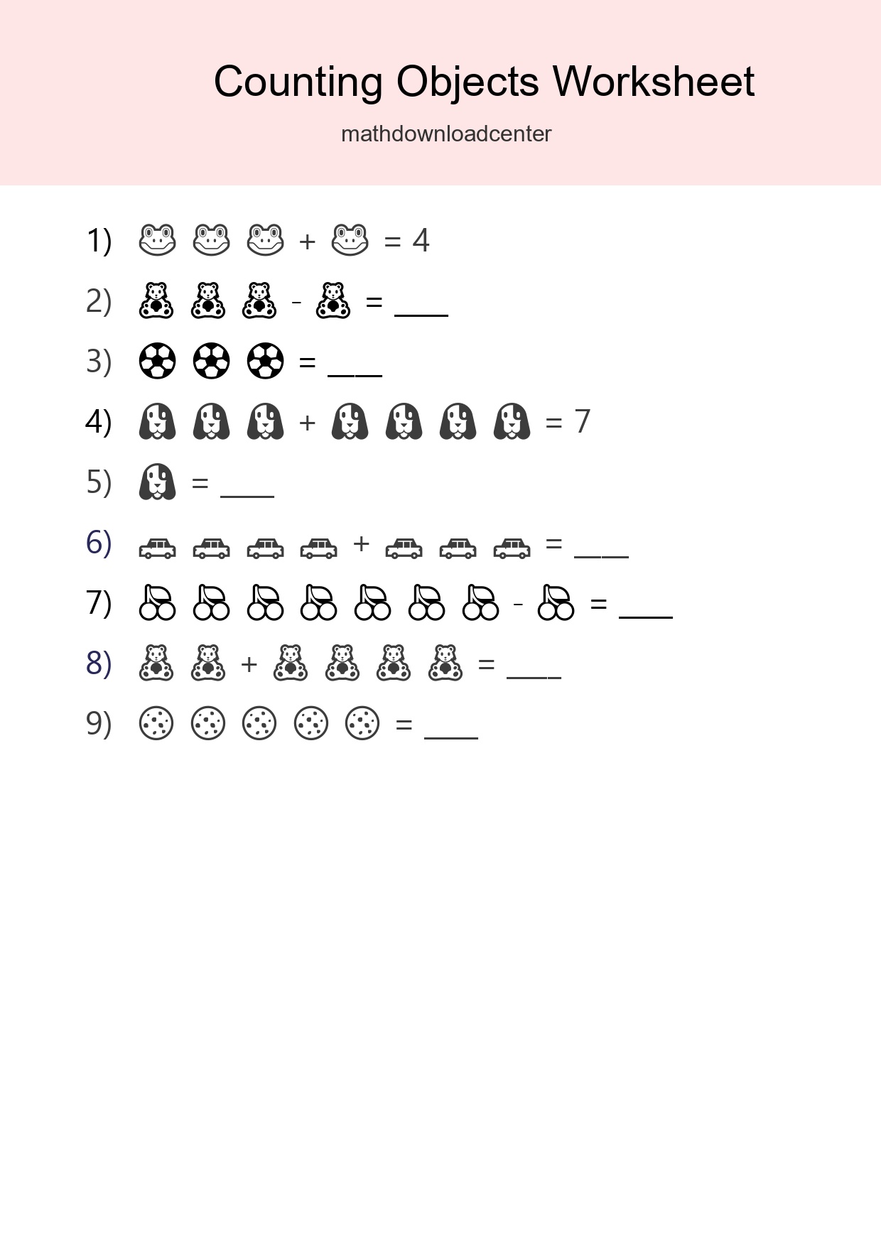 Free Counting Objects Worksheet For Kindergarten - Part 201