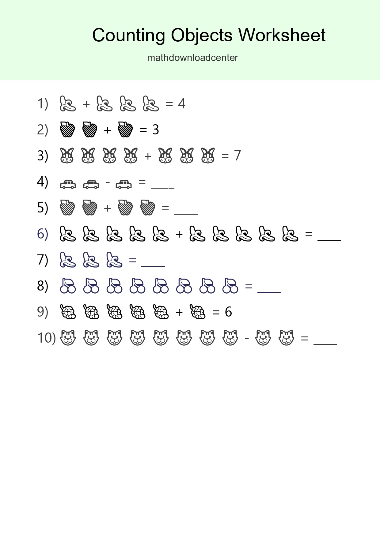 Free Counting Objects Worksheet For Kindergarten - Part 80