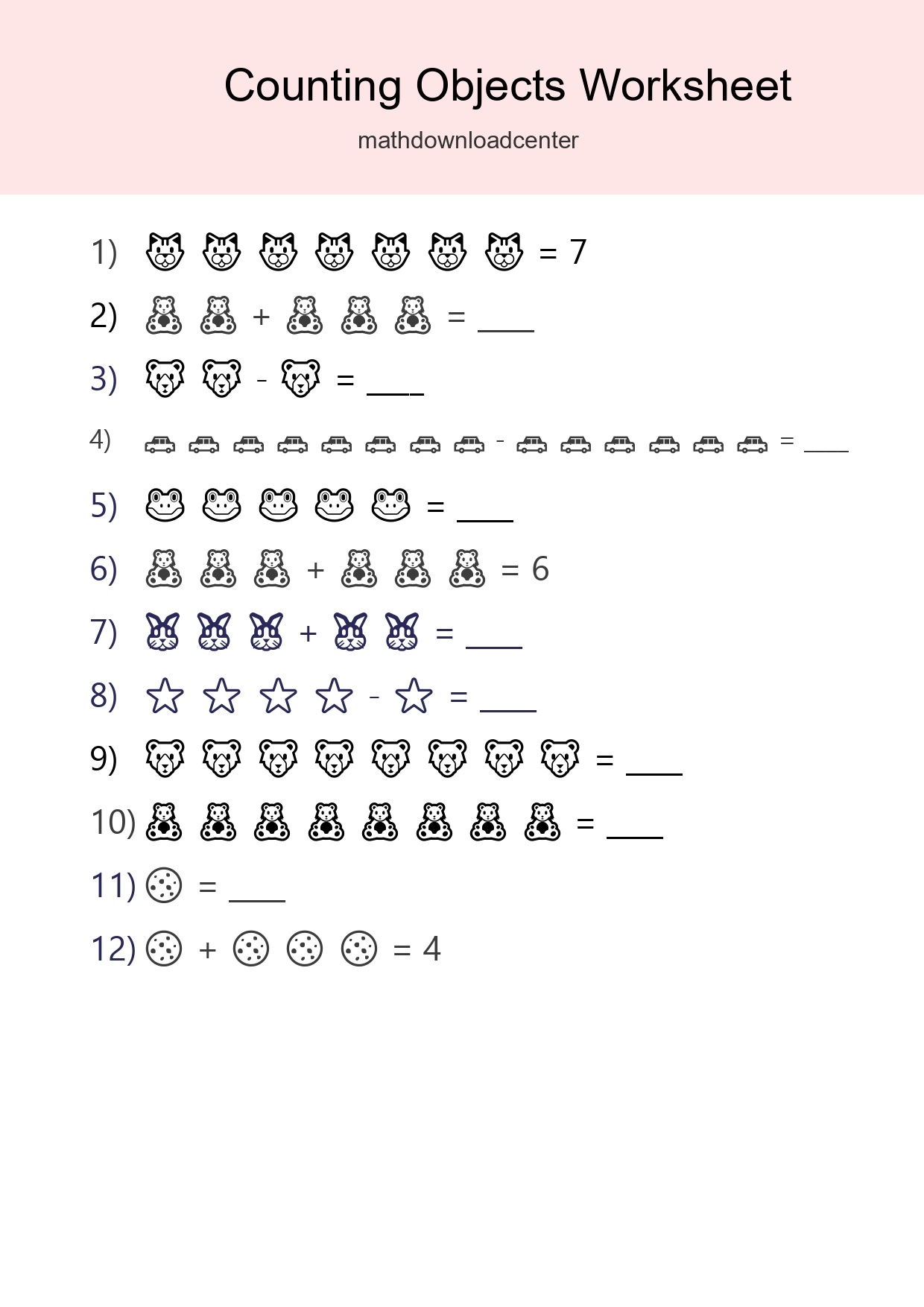 Free Counting Objects Worksheet For Kindergarten Printable - Part 14