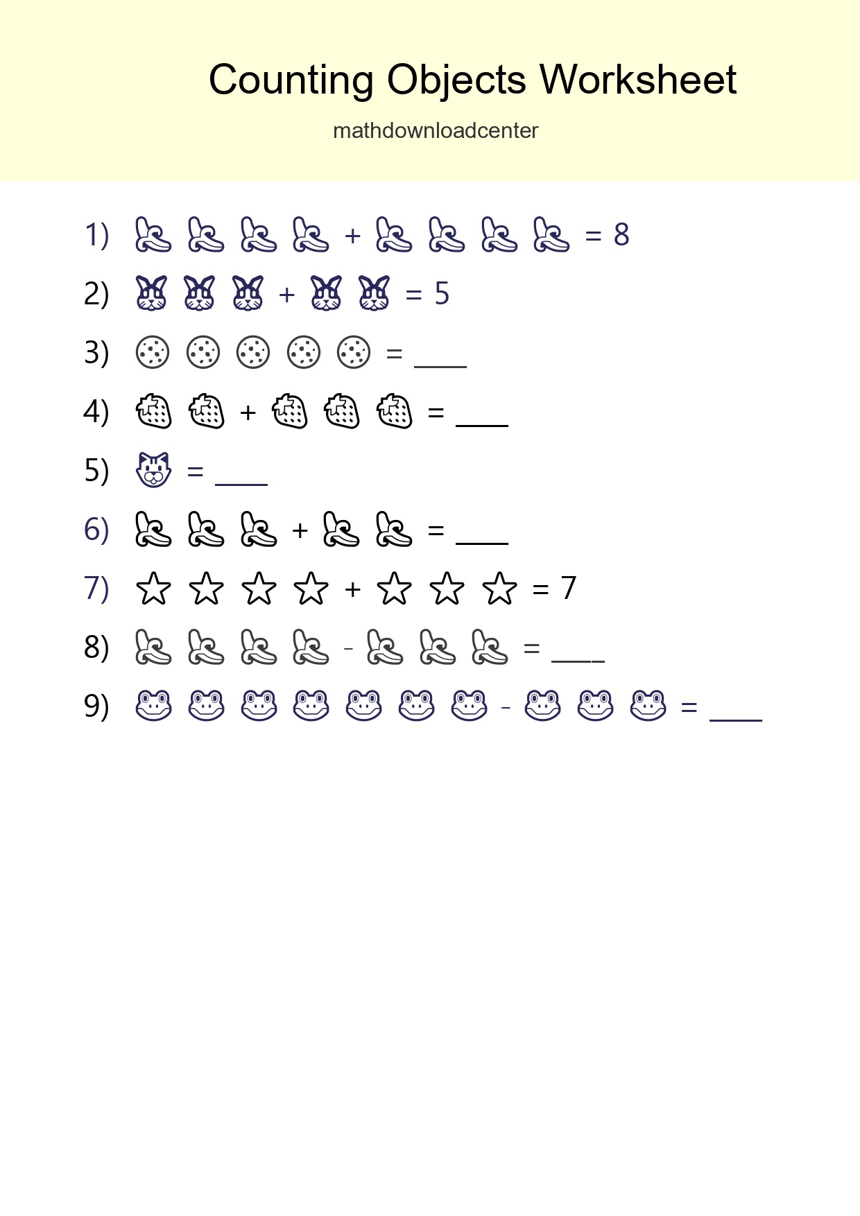Free Counting Objects Worksheet For Kindergarten Printable - Part 289