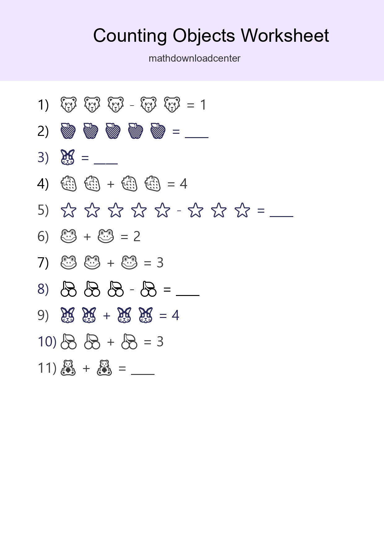 Free Counting Objects Worksheet For Pre-K Printable - Part 25