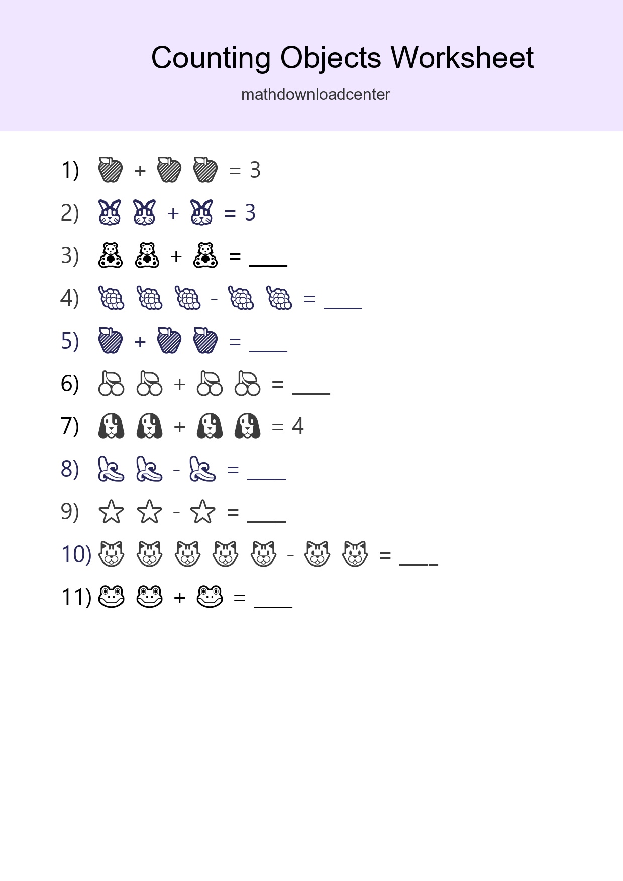 Free Counting Objects Worksheet For Pre-K Printable - Part 3