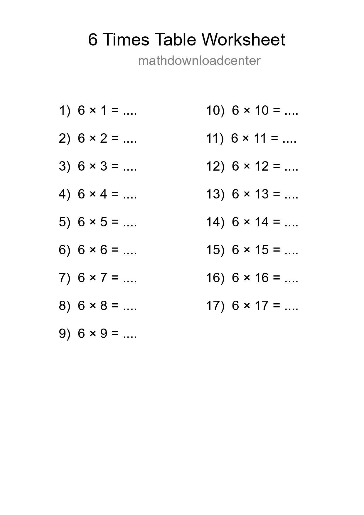 Grade 3 Multiplication Table 6 Practice - Part 141