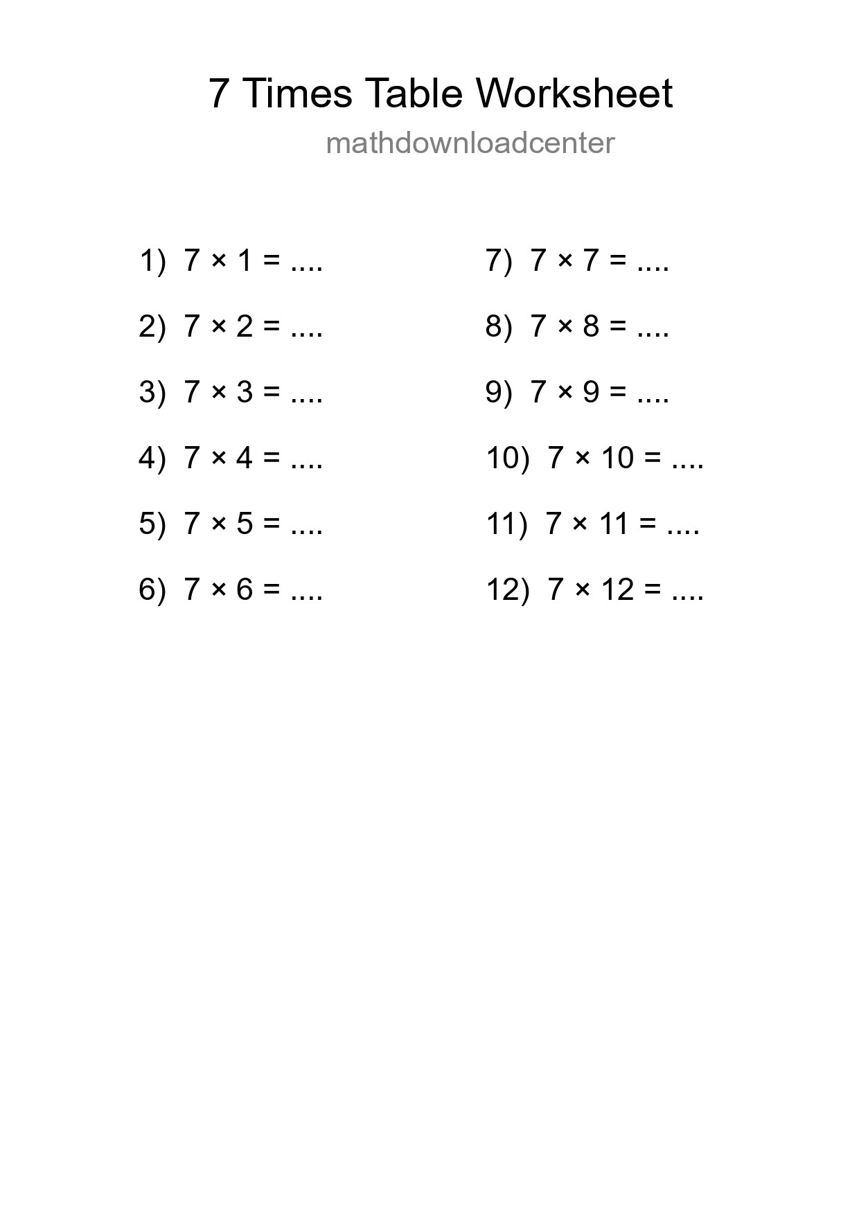 Grade 3 Multiplication Table 7 Practice - Part 295