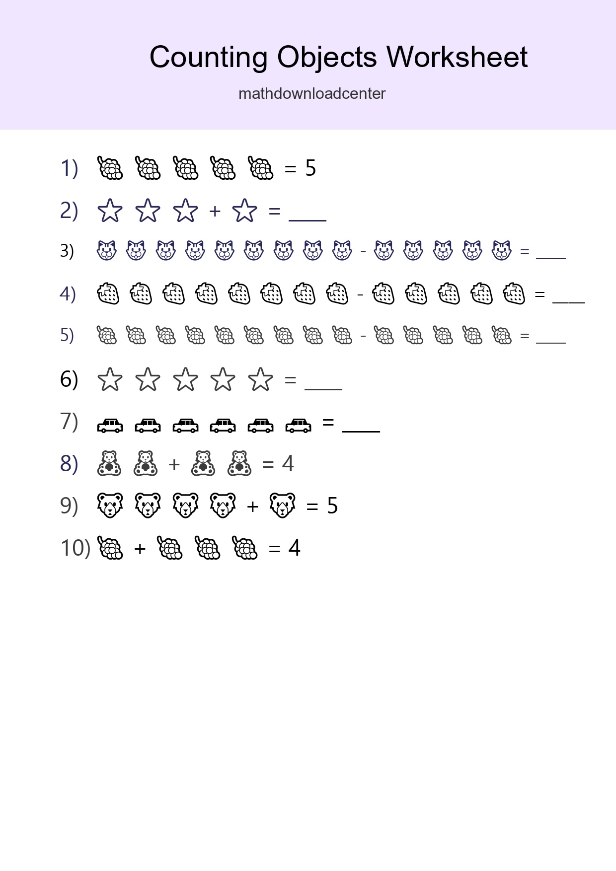 Kindergarten Count The Objects Worksheet - Part 135