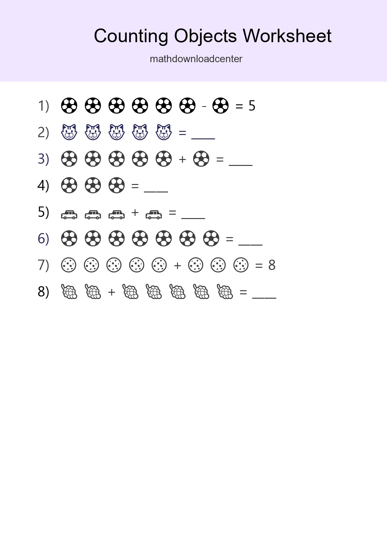 Kindergarten Count The Objects Worksheet - Part 168