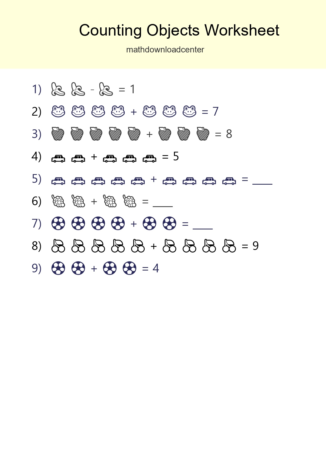 Kindergarten Count The Objects Worksheet - Part 223