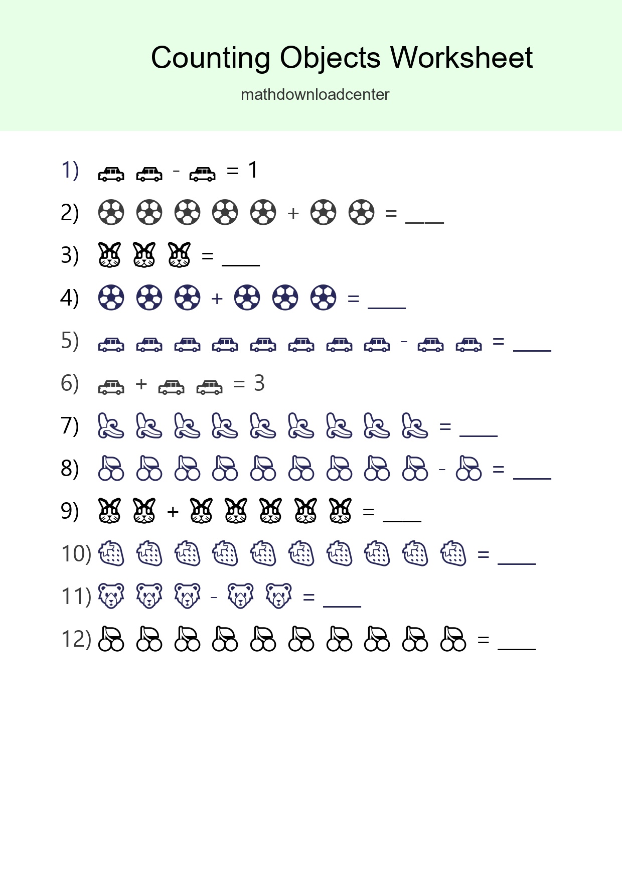 Kindergarten Count The Objects Worksheet - Part 245