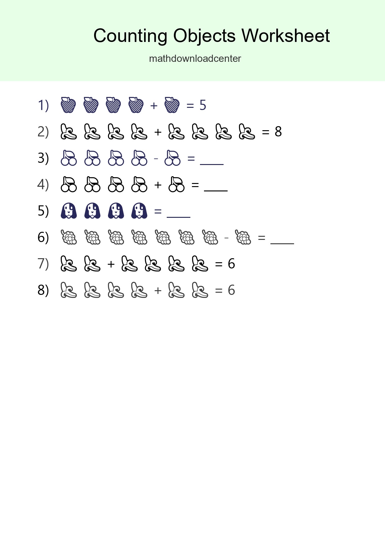 Kindergarten Count The Objects Worksheet - Part 300