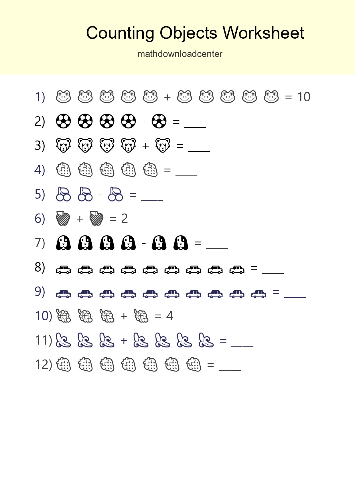 Learn Counting With Pictures Worksheet (Kindergarten) - Part 179