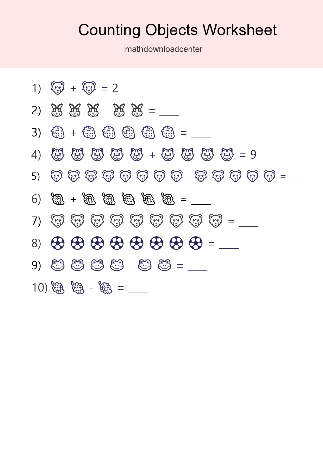 Learn Counting With Pictures Worksheet (Kindergarten) - Part 47