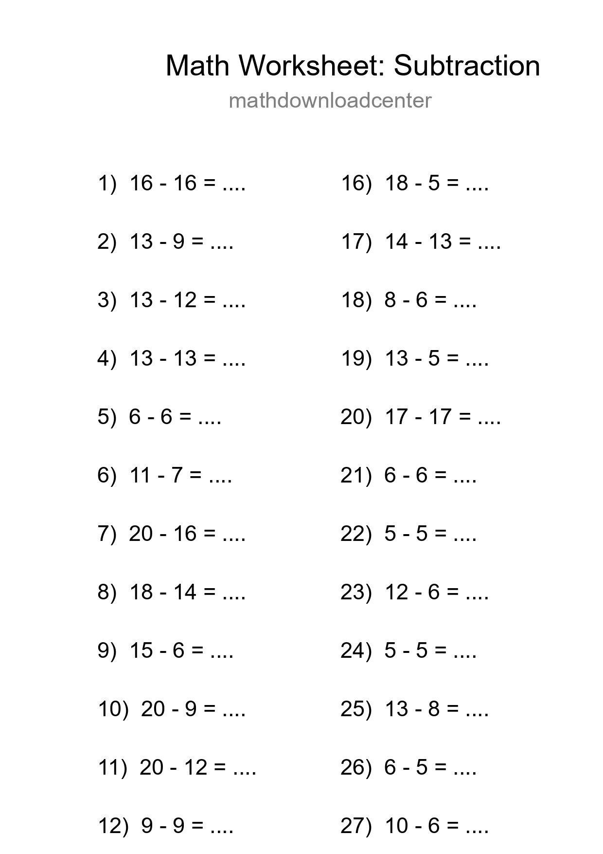 Printable Free 30 Subtraction Math Worksheet For Grade 2 - Part 85